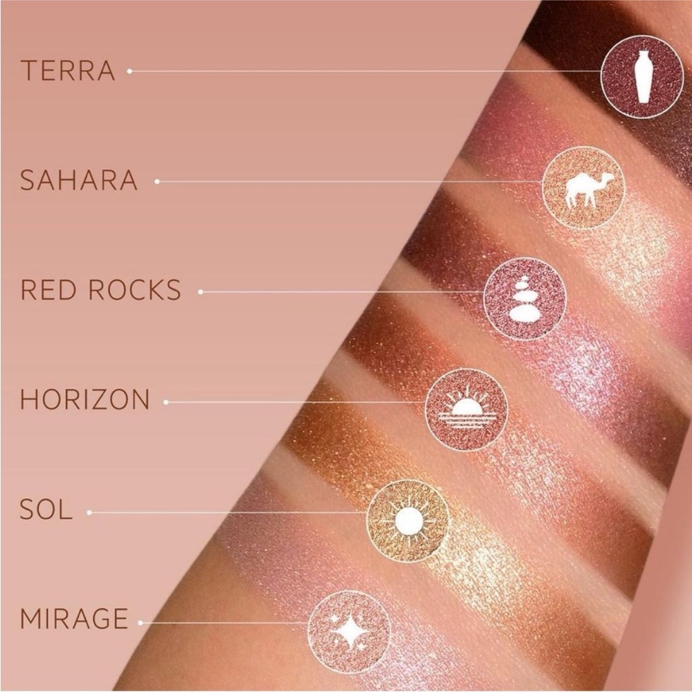 New. Flower Desert Lights Eyeshadow Palette 6 Colors. Blendable, Intense Shimmer - Picture 5 of 6